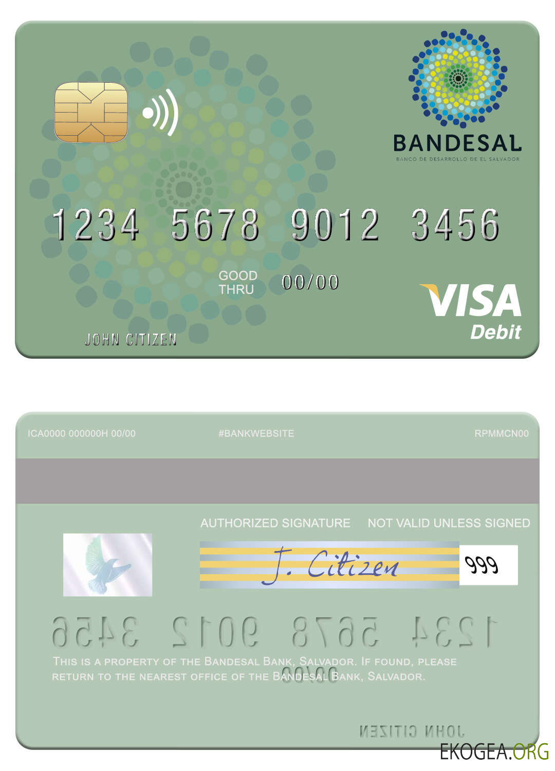 Carte de débit visa de la Banque Salvador Bandesal